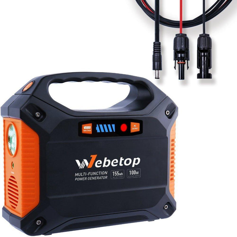 Webetop 155Wh 42000mAh Portable Generator Inverter Battery 100W Camping Emergency Home Use UPS Power Source Charged by Solar Panel/Wall Car with 110V AC Outlet,3 DC 12V,3 USB Port