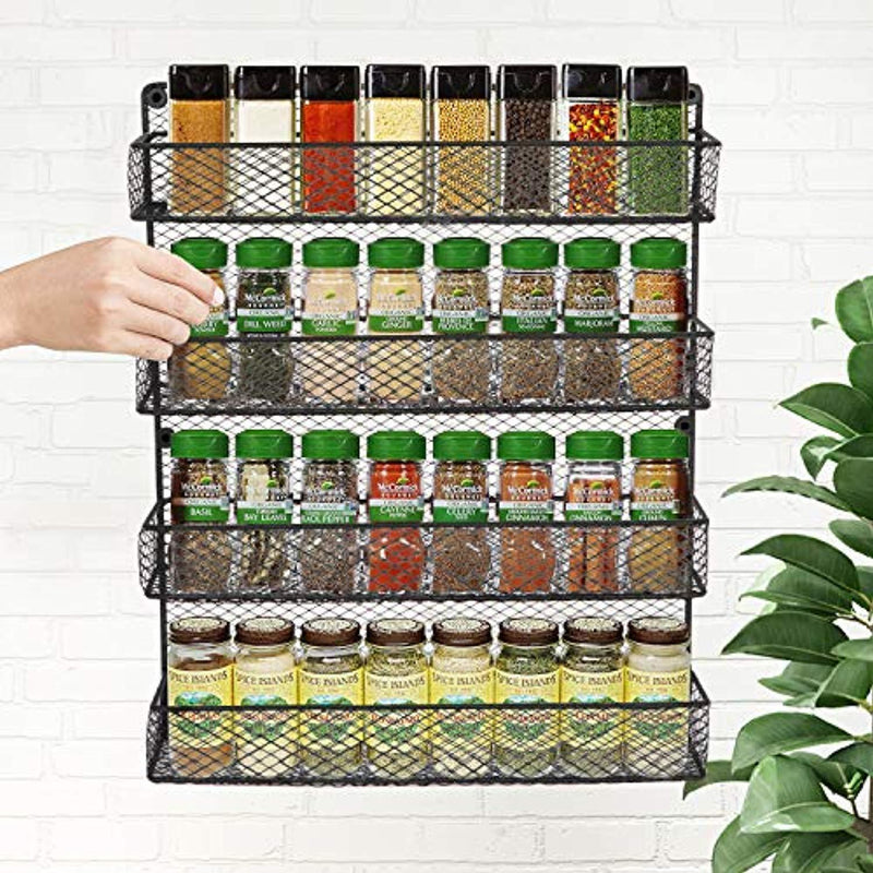 BBBuy 4 Tier Spice Rack Organizer wall mounted Country Rustic Chicken Holder Large Cabinet or Wall Mounted Wire Pantry Storage Rack, Great for Storing Spices, Household stuffs