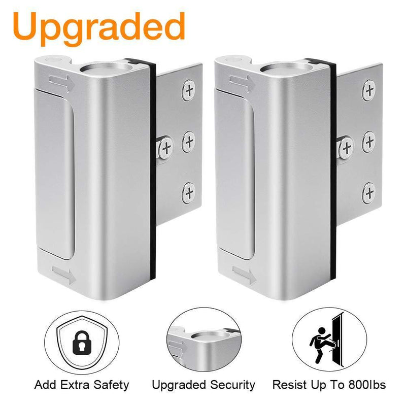 Home Security Door Lock, Upgrade Easy Open Childproof Door Reinforcement Lock with 3" Stop Withstand 800 lbs for Inward Swinging Door, Add Extra Lock to Defend Your Home Safe (Silver)