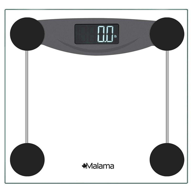 Malama Precision Digital Body Weight Bathroom Scale with Step-On Technology, LCD Backlit Display, 400 lbs Capacity and Accurate Weight Measurements, Silver