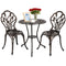 HOMEFUN Bistro Table Set, Outdoor Patio Set 3 Piece Table and Chairs, Tulip Carving and Weather Resistant (Antique Bronze)