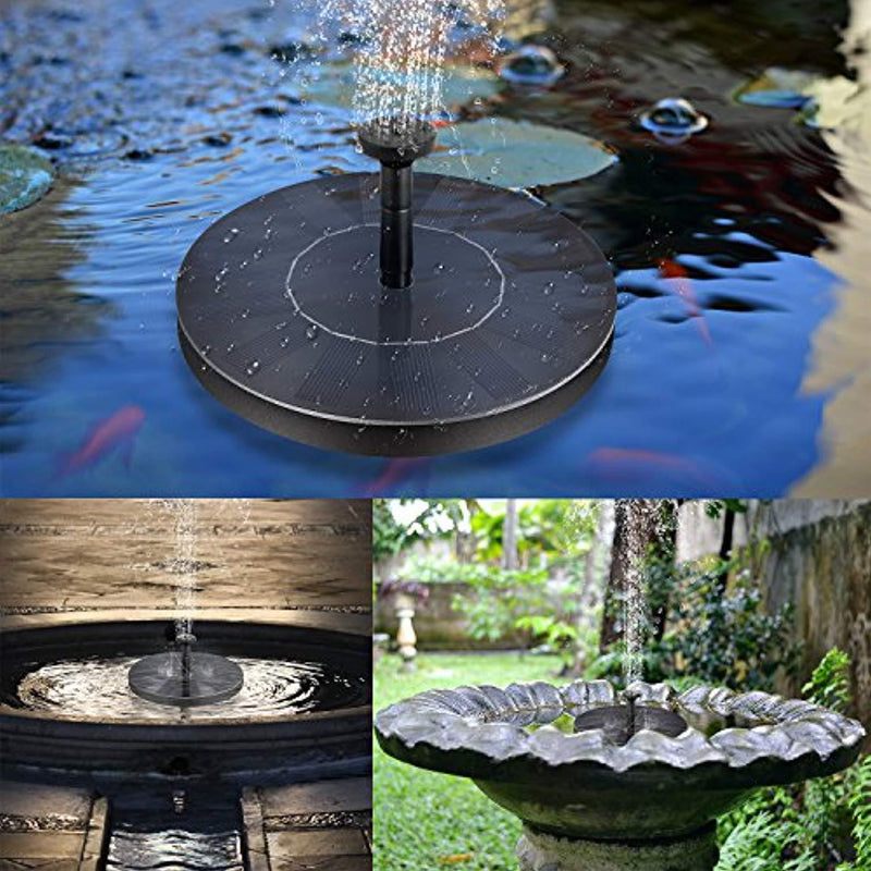 BHY Solar Fountain Pump, 10V 1.5W Solar Powered Bird Bath Water Fountain with 6 Different Nozzles, Water Fountain Pump for Pond, Pool, Garden, Fish