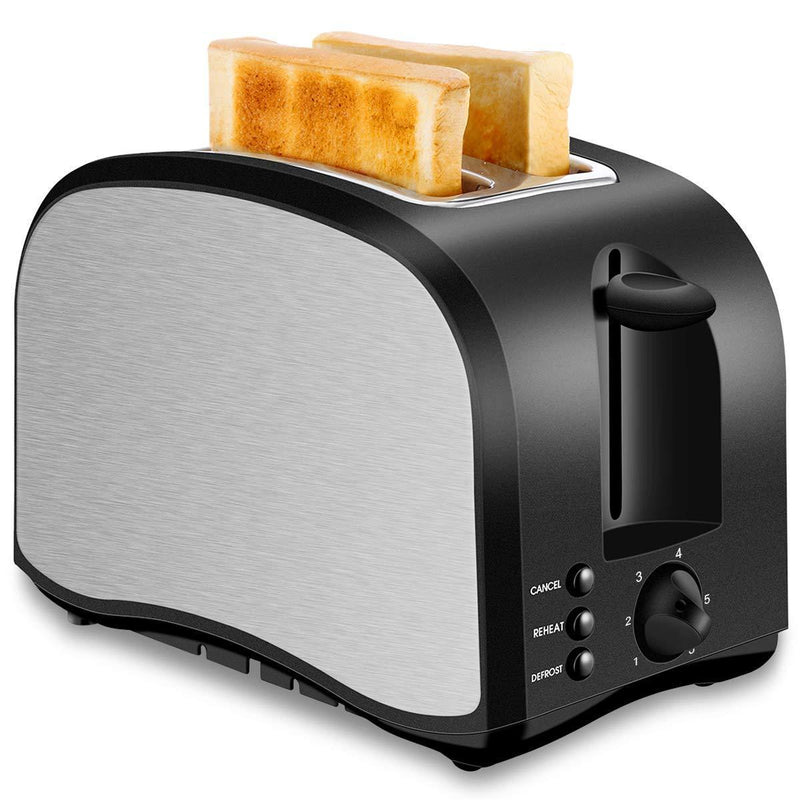 Toaster 4 Slice, CUSINAID Stainless Steel Toasters with Reheat Defrost Cancel Function, 7-Shade Setting, 4 Wide Slots Toaster - Black