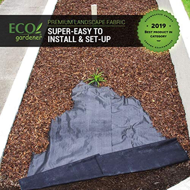 ECOgardener Premium 5oz Pro Garden Weed Barrier Landscape Fabric Durable & Heavy-Duty Weed Block Gardening Mat, Easy Setup & Superior Weed Control, Eco-Friendly & Convenient Design, 3ft x 100ft