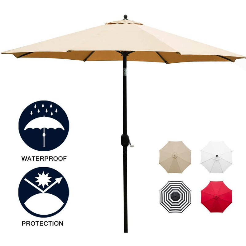 Sunnyglade 11Ft Patio Umbrella Garden Canopy Outdoor Table Market Umbrella with Tilt and Crank (Black and White)