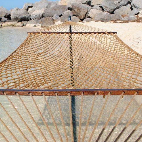 Caribbean Rope Hammock - 55 Inch - Soft-Spun Polyester (Natural Cream)