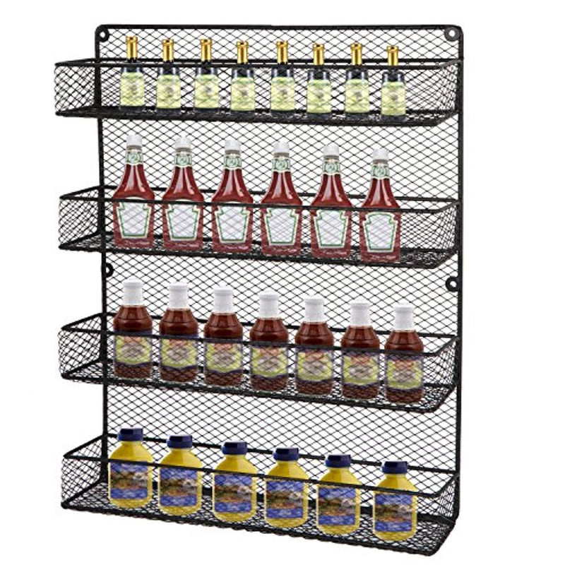 BBBuy 4 Tier Spice Rack Organizer wall mounted Country Rustic Chicken Holder Large Cabinet or Wall Mounted Wire Pantry Storage Rack, Great for Storing Spices, Household stuffs