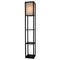 Light Accents Floor Lamp 3 Shelf Standing Lamp 63" Tall Wood with White Linen Shade (Black)