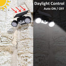 Solar Motion Sensor Light Outdoor Security Lights Dusk-to-Dawn, Rotatable Dual Head, Wireless IP65 Waterproof, LED Wall Light for Patio, Garage and Garden