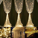 Neretva Window Curtain Icicle Lights, 306 LEDs Twinkle String Fairy Lights, 9.8x9.8ft, 8 Modes Linkable,LED String Lights for Christmas Party Wedding Patio Lawn Garden Decorative Lights (White)