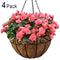 Amagabeli 4 Pack Metal Hanging Planter Basket with Coco Coir Liner 14 Inch Round Wire Plant Holder with Chain Porch Decor Flower Pots Hanger Garden Decoration Indoor Outdoor Watering Hanging Baskets