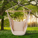 POPCLEAR Hammock Chair Hanging Rope Swing, 330 Pound Capacity, Hanging Chair with Cotton Rope for Indoor, Outdoor, Home, Patio, Deck, Yard, Garden,2 Seat Cushions Included with Hanging Kit (Beige)