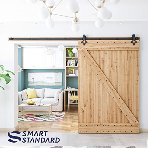 5FT Heavy Duty Sturdy Sliding Barn Door Hardware Kit -Super Smoothly and Quietly - Simple and Easy to Install - Includes Step-by-Step Installation Instruction -Fit 30" Wide Door(Rhombic Shape Hanger)