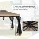 Homevibes 10' x 10' Gazebo for Patio Outdoor Canopy Party Tent Large Waterproof Metal Vented Gazebo for Garden Backyard Outside Barbecue Pool Shade with Mosquito Netting Double Tiered Top Roof, Tan