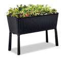 Keter Urban Bloomer 22.4 Gallon Resin Plastic Wood Look Elevated Raised Patio Garden Flower Planter Bed, Graphite