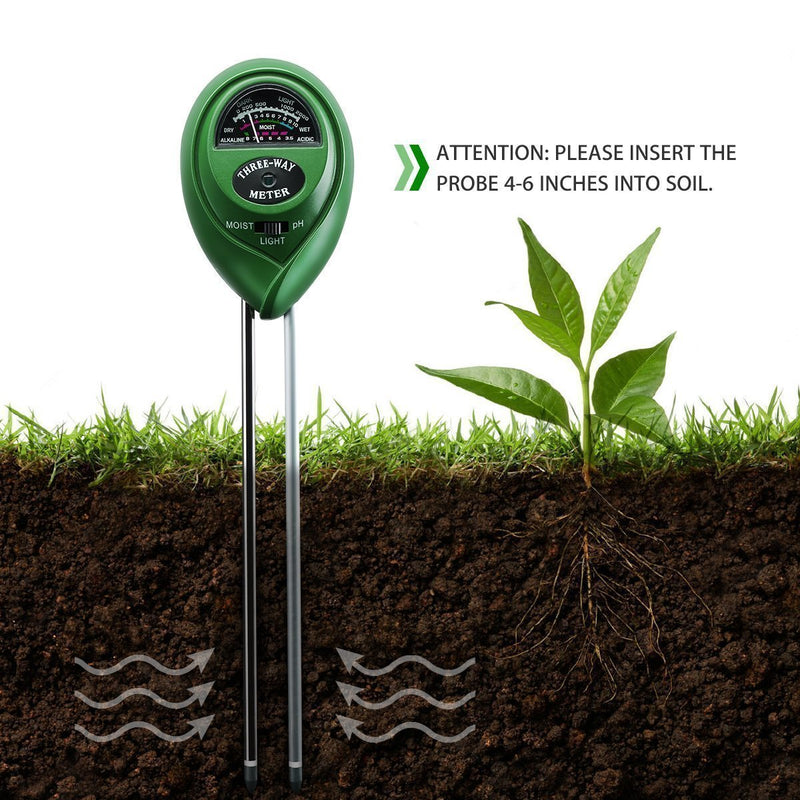 PH Soil Meter, 3-in-1 Soil Tester Kit Moisture Soil Meter with Light, PH & Acidity Meter Gardening Tools for Plant, Lawn, Farm, Indoor/Outdoors to Use, Easy Read Indicator (No Battery needed)