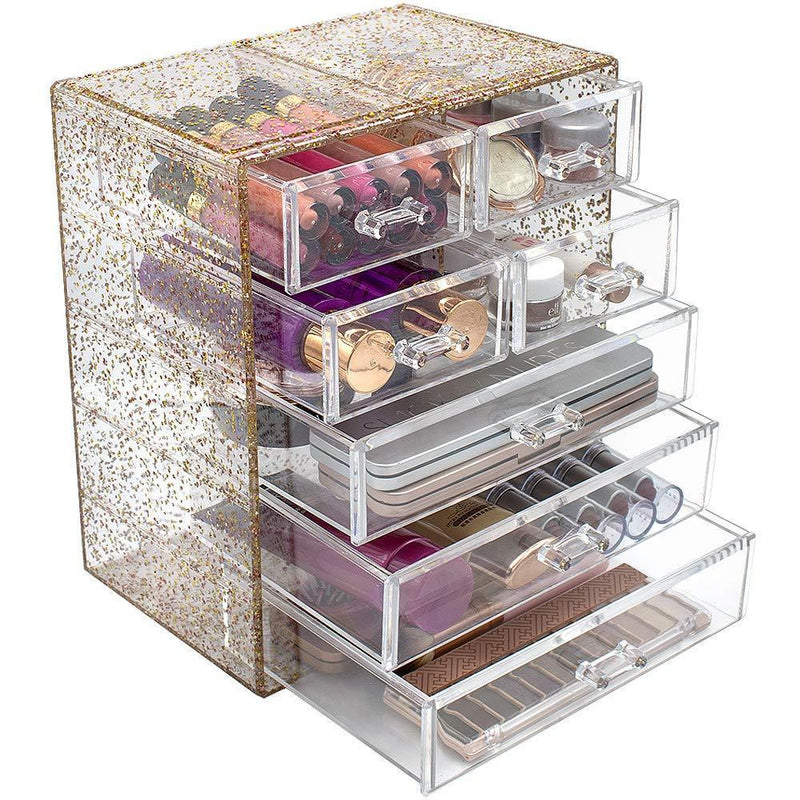 Sorbus Cosmetics Makeup and Jewelry Big Storage Display-Stylish Vanity, Bathroom Case, 4 Large, 2 Small Drawers, Clear