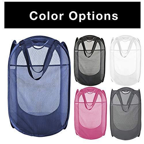 Smart Design Deluxe Mesh Pop Up Square Laundry Hamper w/ Side Pocket & Handles - VentilAir Fabric Collapsible Design - for Clothes & Laundry - Home - (Holds 2 Loads) (14 x 23 Inch) [Black]