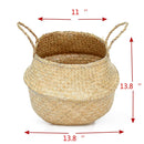 Welcare Natural Woven Seagrass Tote Belly Basket for Storage, Laundry, Picnic, Plant Pot Cover, and Beach Bag (Natrual)