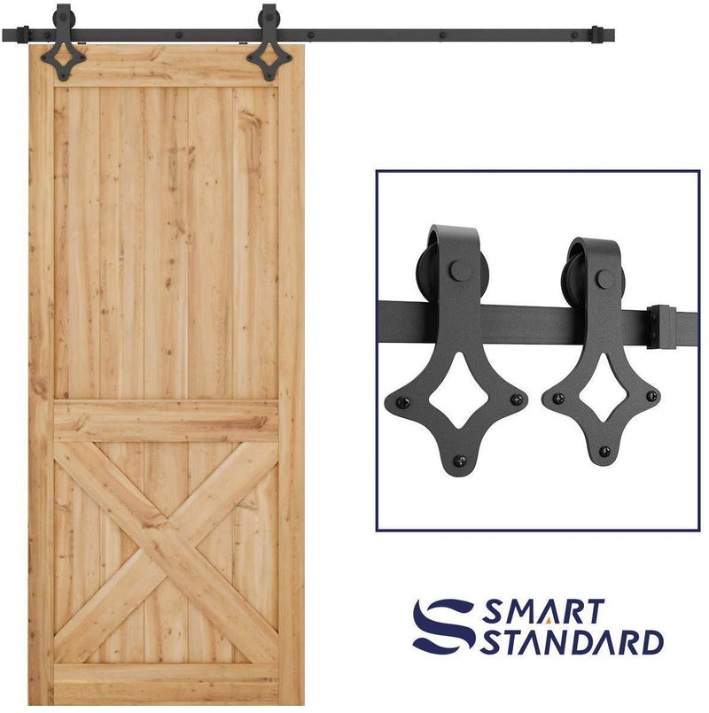 5FT Heavy Duty Sturdy Sliding Barn Door Hardware Kit -Super Smoothly and Quietly - Simple and Easy to Install - Includes Step-by-Step Installation Instruction -Fit 30" Wide Door(Rhombic Shape Hanger)