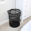 Smart Design Deluxe Mesh Pop Up Square Laundry Hamper w/ Side Pocket & Handles - VentilAir Fabric Collapsible Design - for Clothes & Laundry - Home - (Holds 2 Loads) (14 x 23 Inch) [Black]