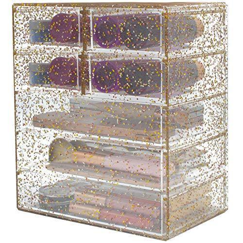 Sorbus Cosmetics Makeup and Jewelry Big Storage Display-Stylish Vanity, Bathroom Case, 4 Large, 2 Small Drawers, Clear