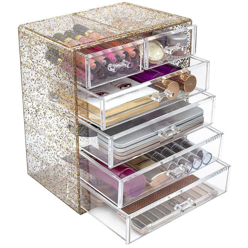 Sorbus Cosmetics Makeup and Jewelry Big Storage Display-Stylish Vanity, Bathroom Case, 4 Large, 2 Small Drawers, Clear