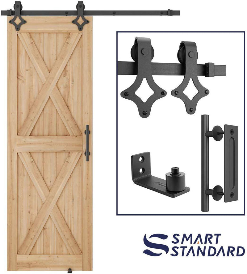 5FT Heavy Duty Sturdy Sliding Barn Door Hardware Kit -Super Smoothly and Quietly - Simple and Easy to Install - Includes Step-by-Step Installation Instruction -Fit 30" Wide Door(Rhombic Shape Hanger)