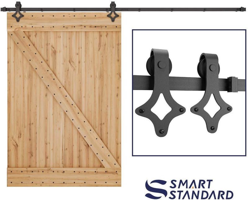 5FT Heavy Duty Sturdy Sliding Barn Door Hardware Kit -Super Smoothly and Quietly - Simple and Easy to Install - Includes Step-by-Step Installation Instruction -Fit 30" Wide Door(Rhombic Shape Hanger)