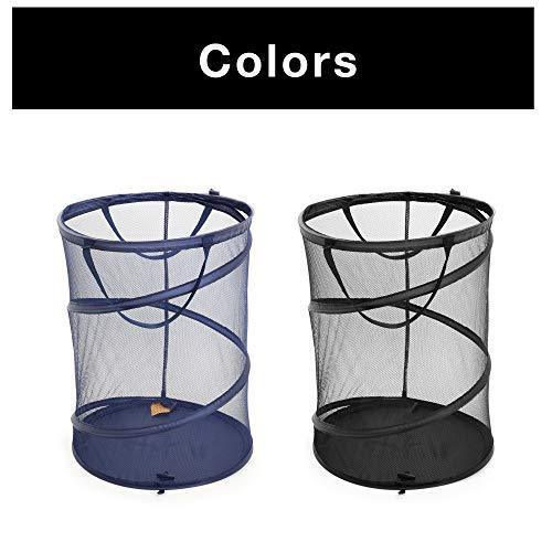 Smart Design Deluxe Mesh Pop Up Square Laundry Hamper w/ Side Pocket & Handles - VentilAir Fabric Collapsible Design - for Clothes & Laundry - Home - (Holds 2 Loads) (14 x 23 Inch) [Black]