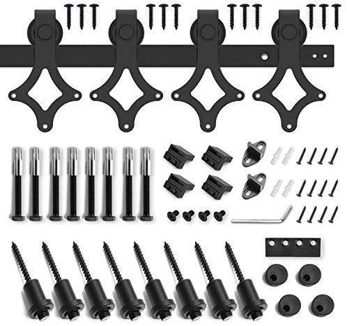 5FT Heavy Duty Sturdy Sliding Barn Door Hardware Kit -Super Smoothly and Quietly - Simple and Easy to Install - Includes Step-by-Step Installation Instruction -Fit 30" Wide Door(Rhombic Shape Hanger)